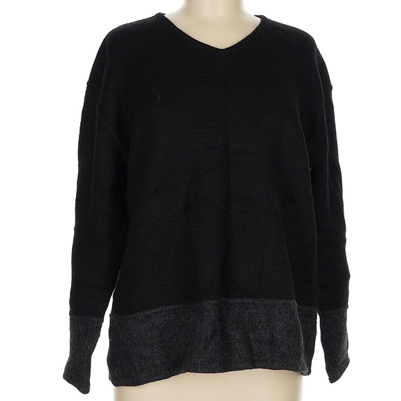 Peruvian Connection Black Gray Sweater Long Sleeved 100% Alpaca Size M Medium - Picture 1 of 8